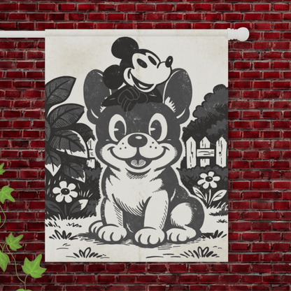 Black Frenchie Cartoon Mouse Garden Flag 24.5'' × 32''