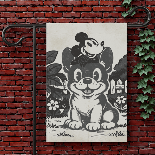 Black Frenchie Cartoon Mouse Garden Flag 12'' × 18''