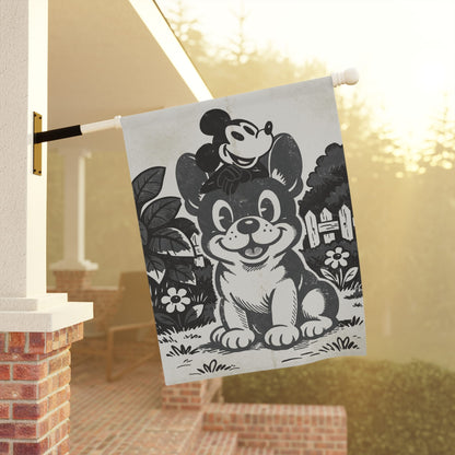 Black Frenchie Cartoon Mouse Garden Flag