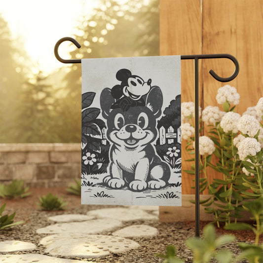 Black Frenchie Cartoon Mouse Garden Flag