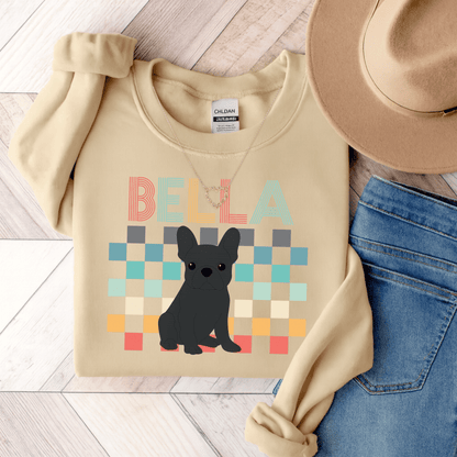 Black Frenchie Checkered Sweatshirt Sand