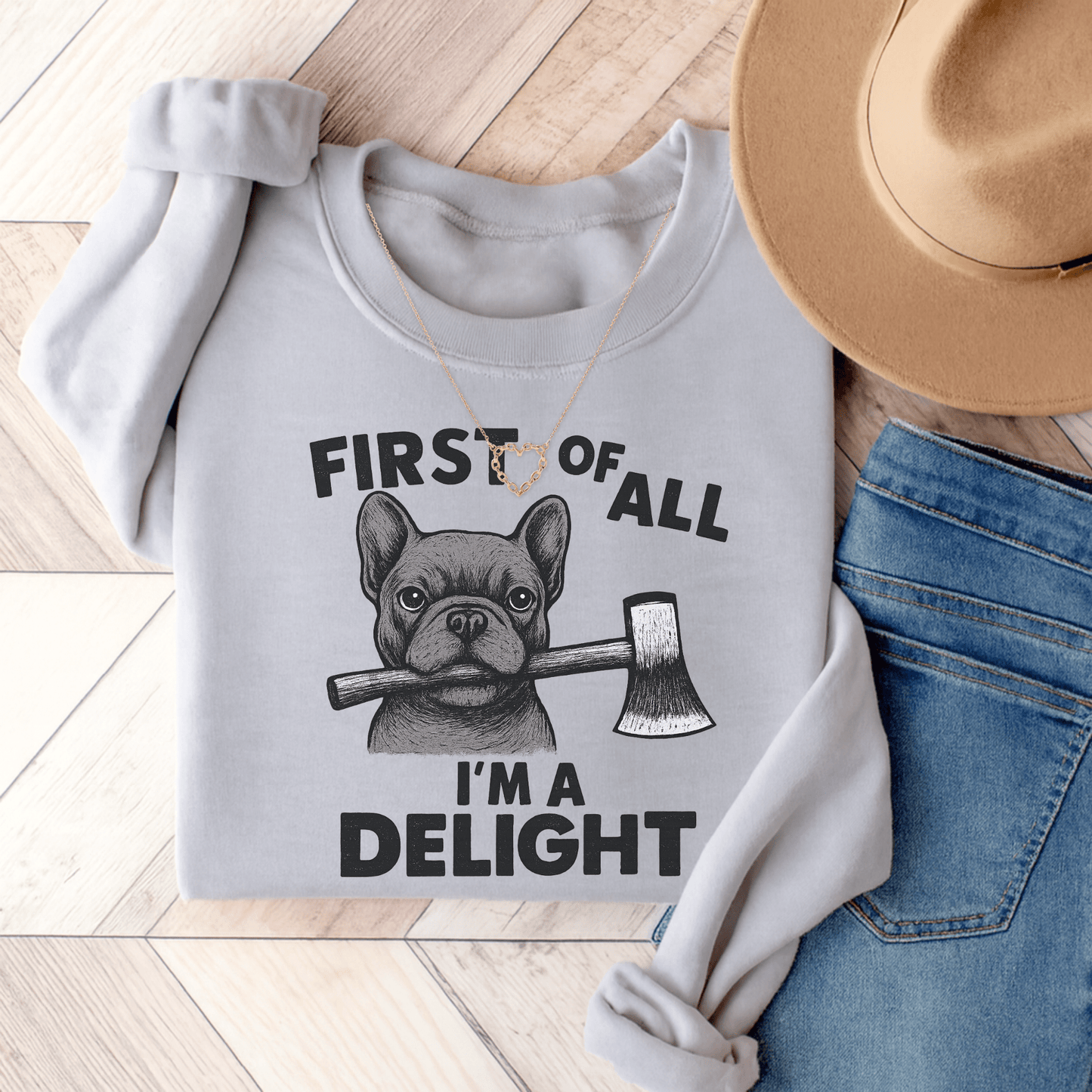 Black Frenchie Delight Sweatshirt Ash