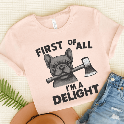 Black Frenchie Delight TShirt Soft Pink