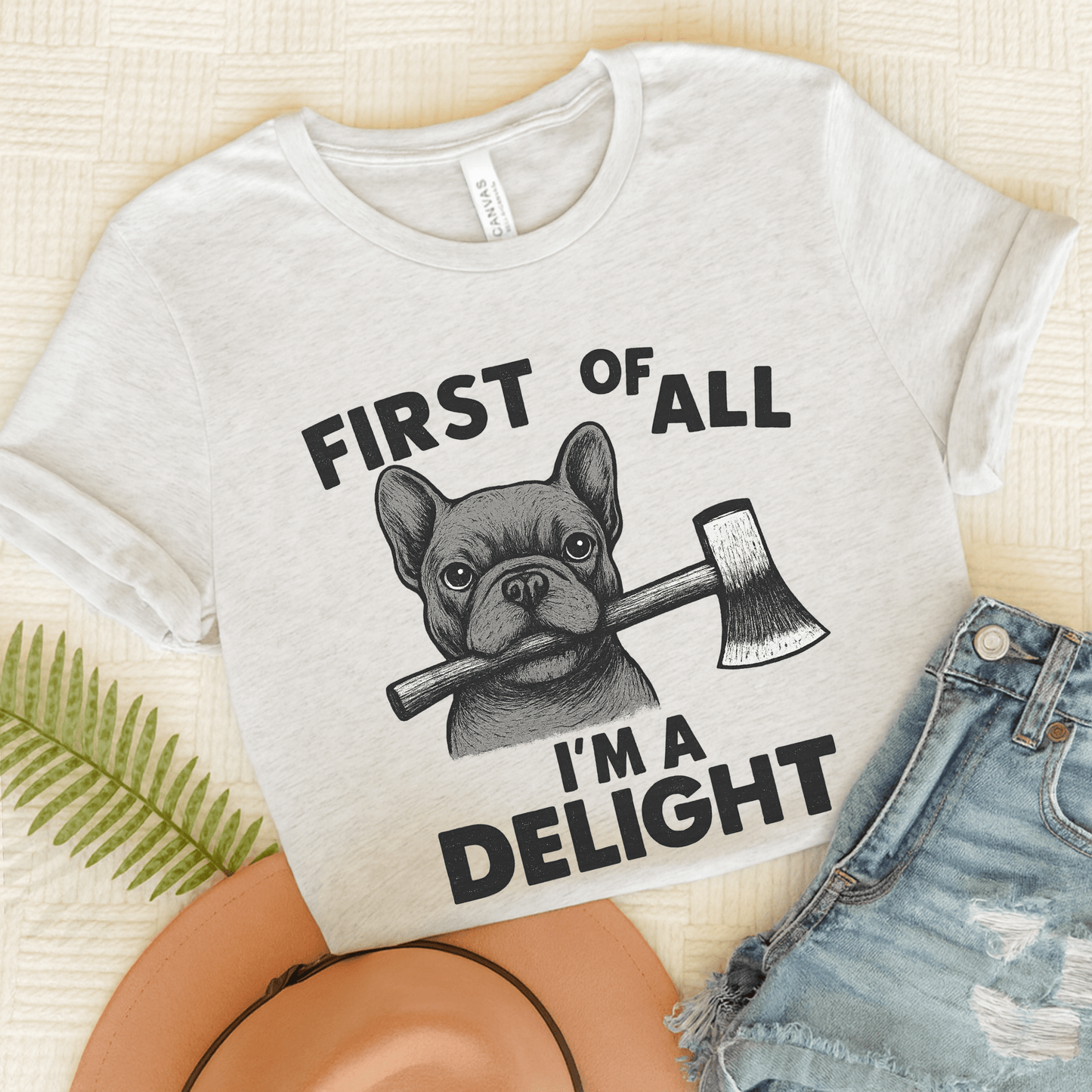 Black Frenchie Delight TShirt Ash