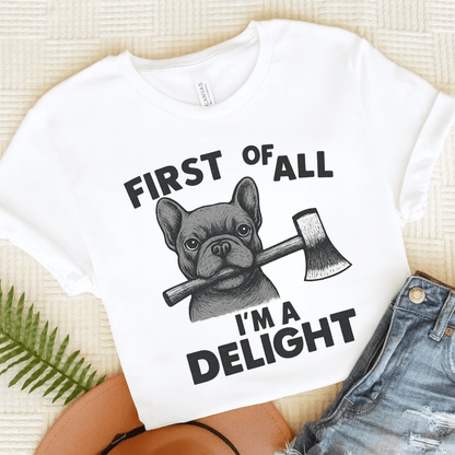 Black Frenchie Delight TShirt White