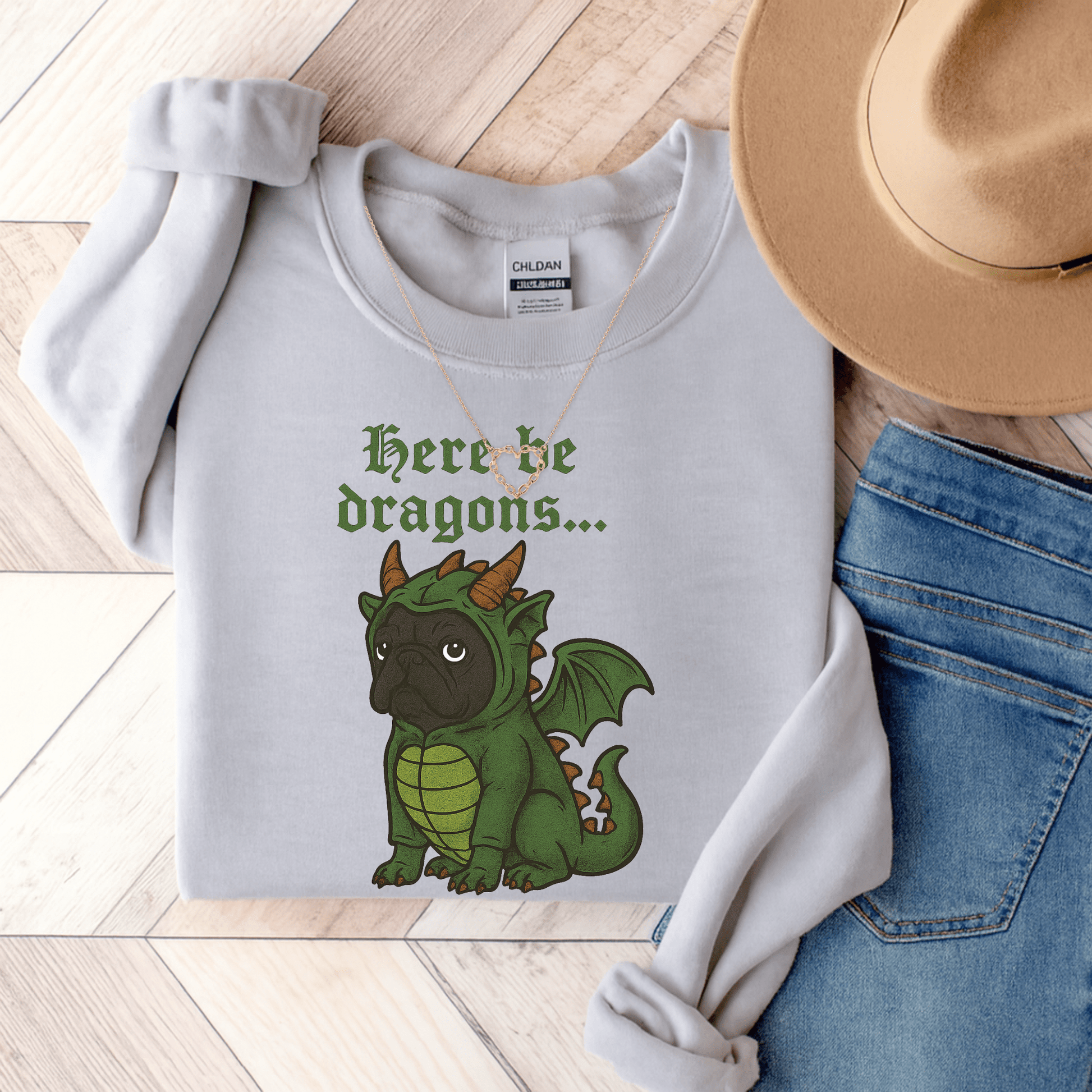 Black Frenchie Dragons Sweatshirt Ash