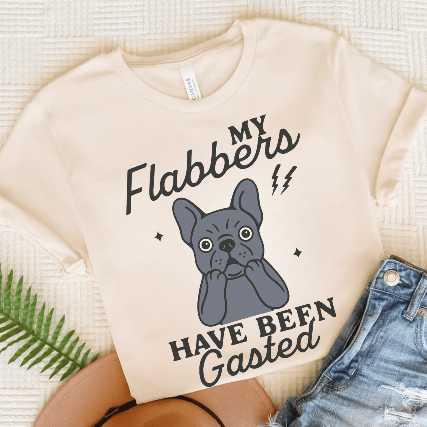 Black Frenchie Flabbergasted Tshirt Natural