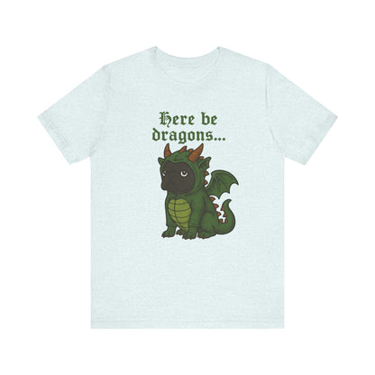 Black Frenchie Here Be Dragons TShirt