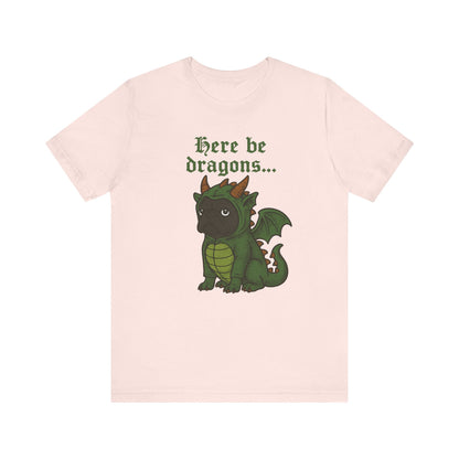 Black Frenchie Here Be Dragons TShirt