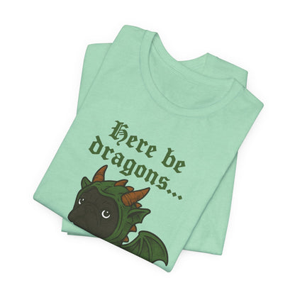 Black Frenchie Here Be Dragons TShirt