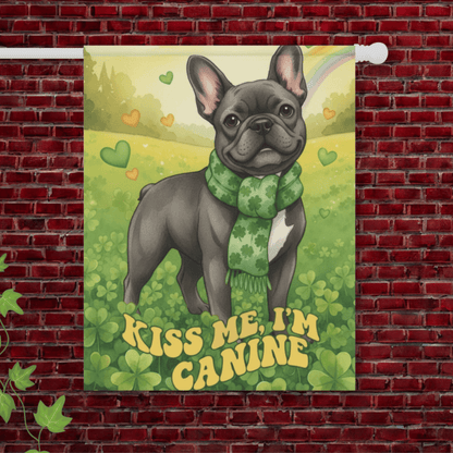 Customizable Frenchie Kiss Me Garden Flag 24.5'' × 32''