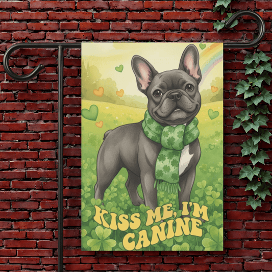 Customizable Frenchie Kiss Me Garden Flag 12'' × 18''