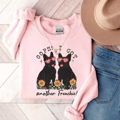 Black Frenchie Oops Sweatshirt Light Pink