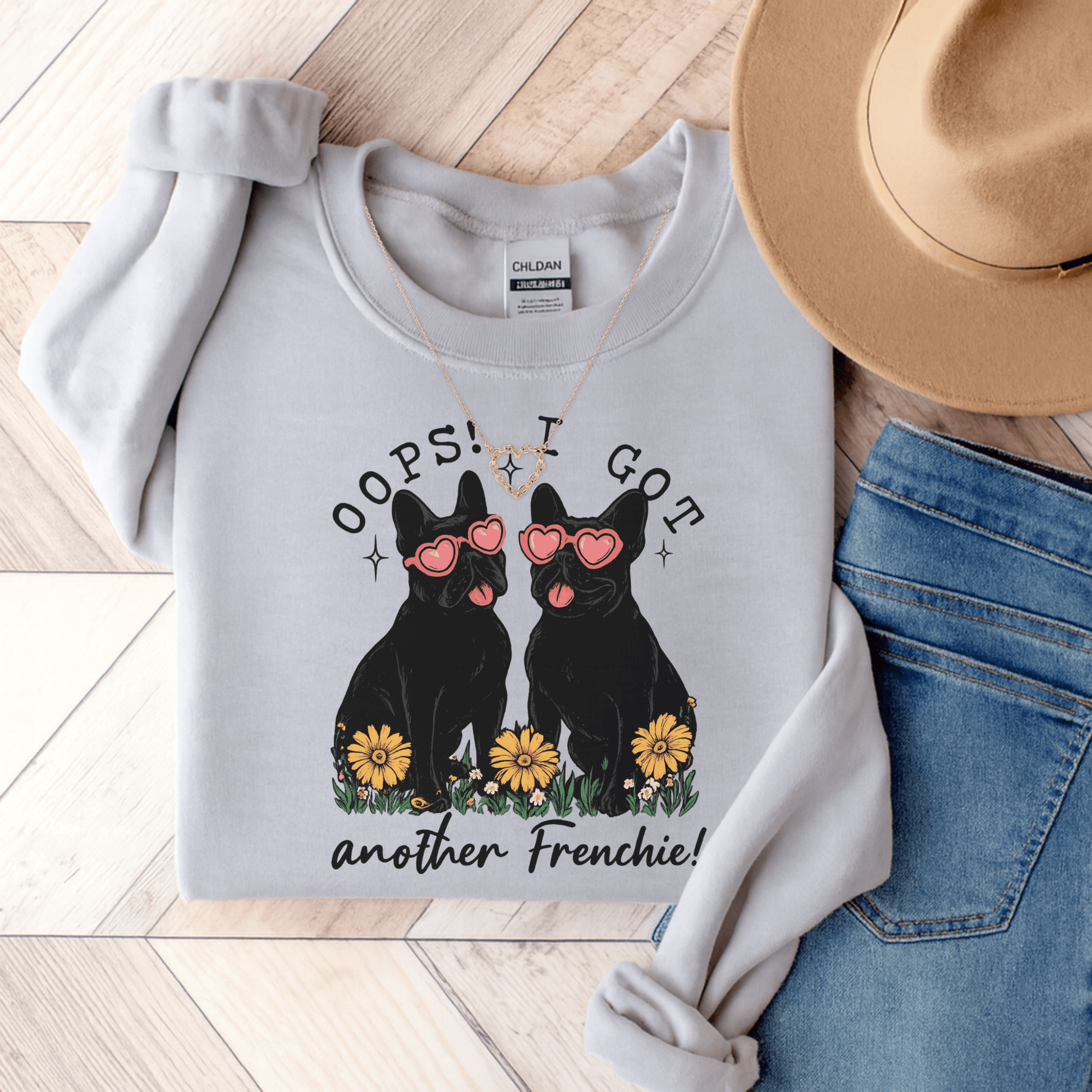 Black Frenchie Oops Sweatshirt Ash