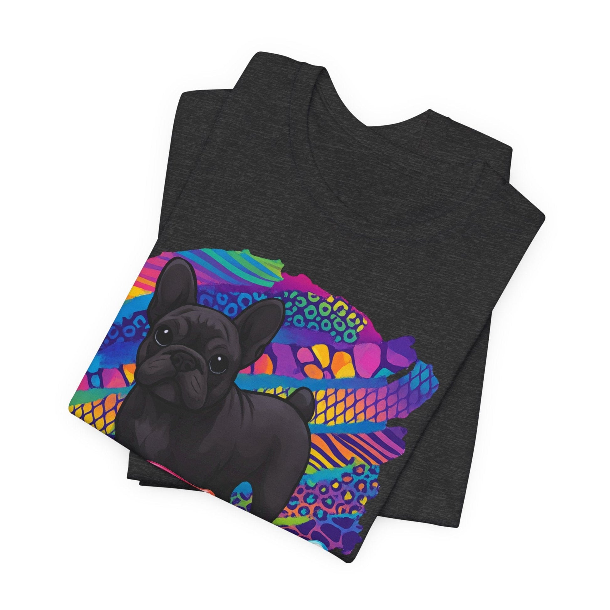 Black Frenchie Retro Neon Tshirt