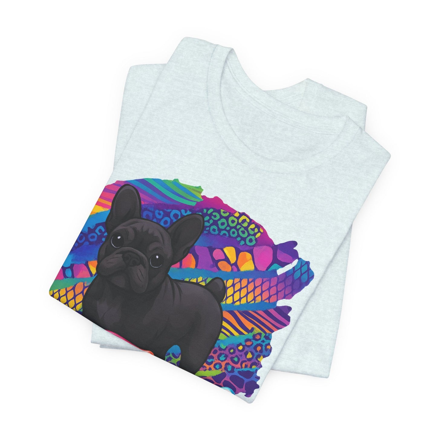 Black Frenchie Retro Neon Tshirt