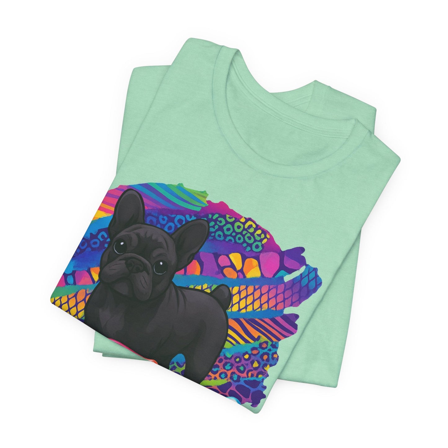 Black Frenchie Retro Neon Tshirt