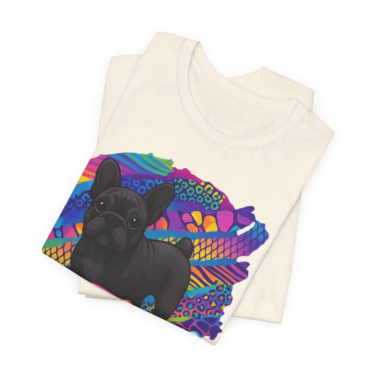 Black Frenchie Retro Neon Tshirt