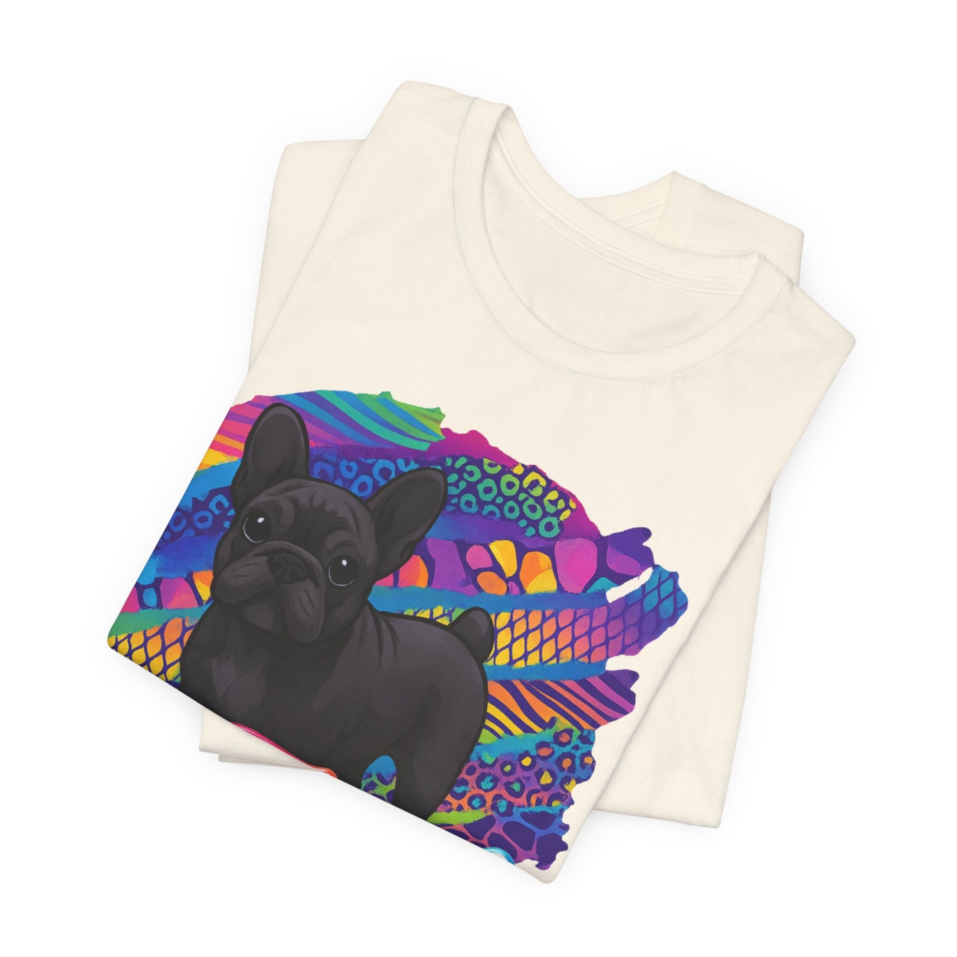 Black Frenchie Retro Neon Tshirt