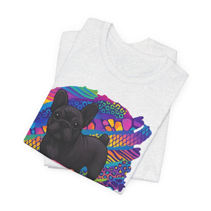 Black Frenchie Retro Neon Tshirt