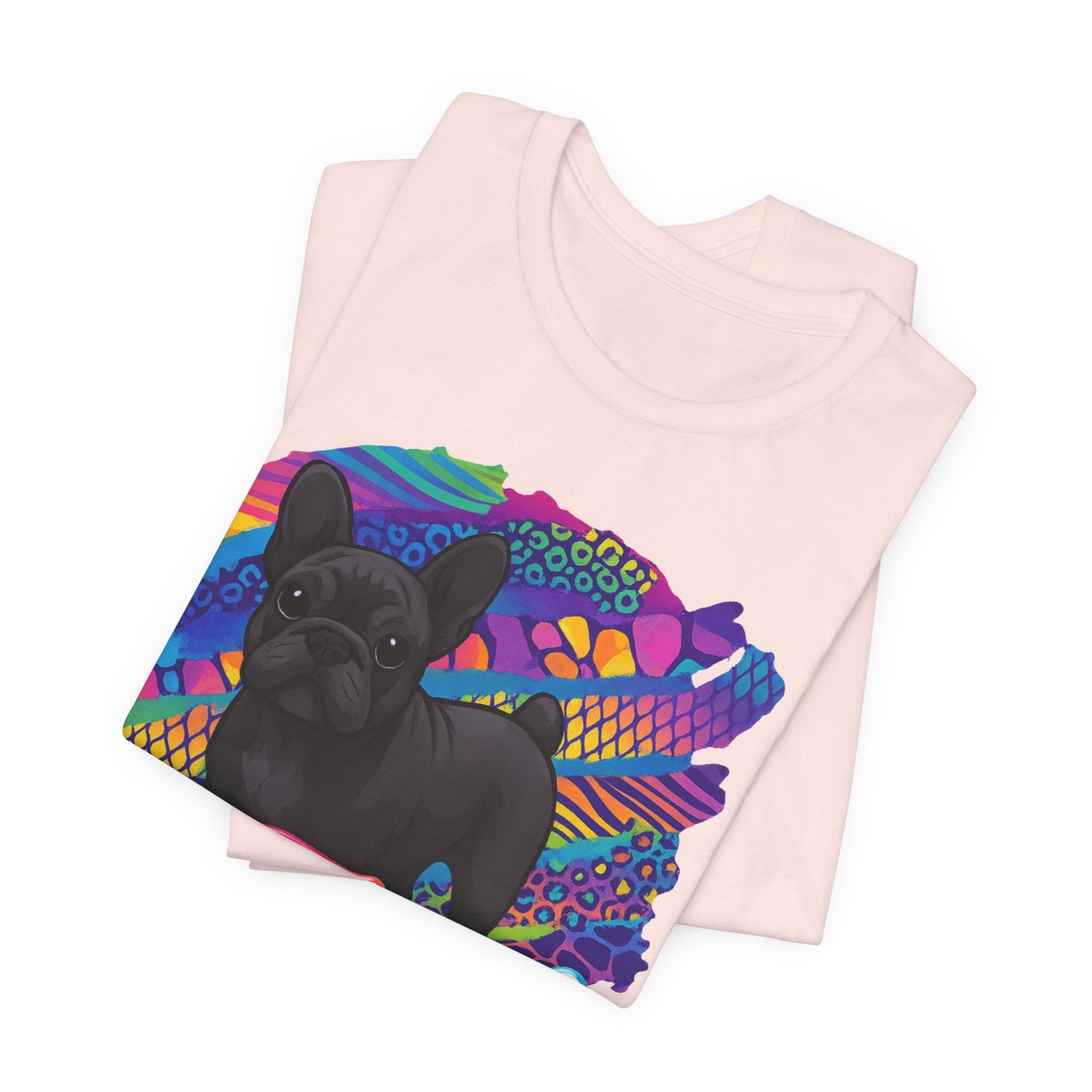 Black Frenchie Retro Neon Tshirt