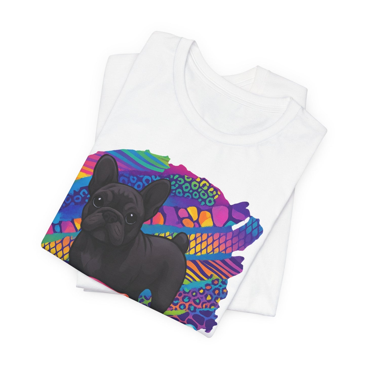 Black Frenchie Retro Neon Tshirt