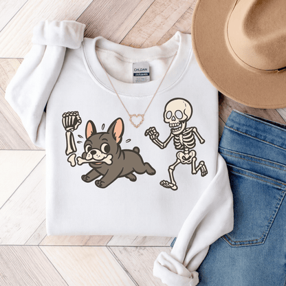 Black Frenchie Robber Sweatshirt White