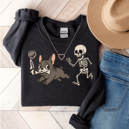 Black Frenchie Robber Sweatshirt Dark Heather