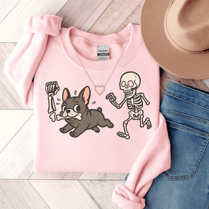 Black Frenchie Robber Sweatshirt Light Pink