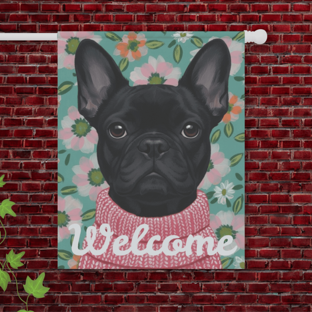 Black Frenchie Spring Flowers Garden Yard Flag 24.5'' × 32''