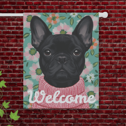 Black Frenchie Spring Flowers Garden Yard Flag 24.5'' × 32''