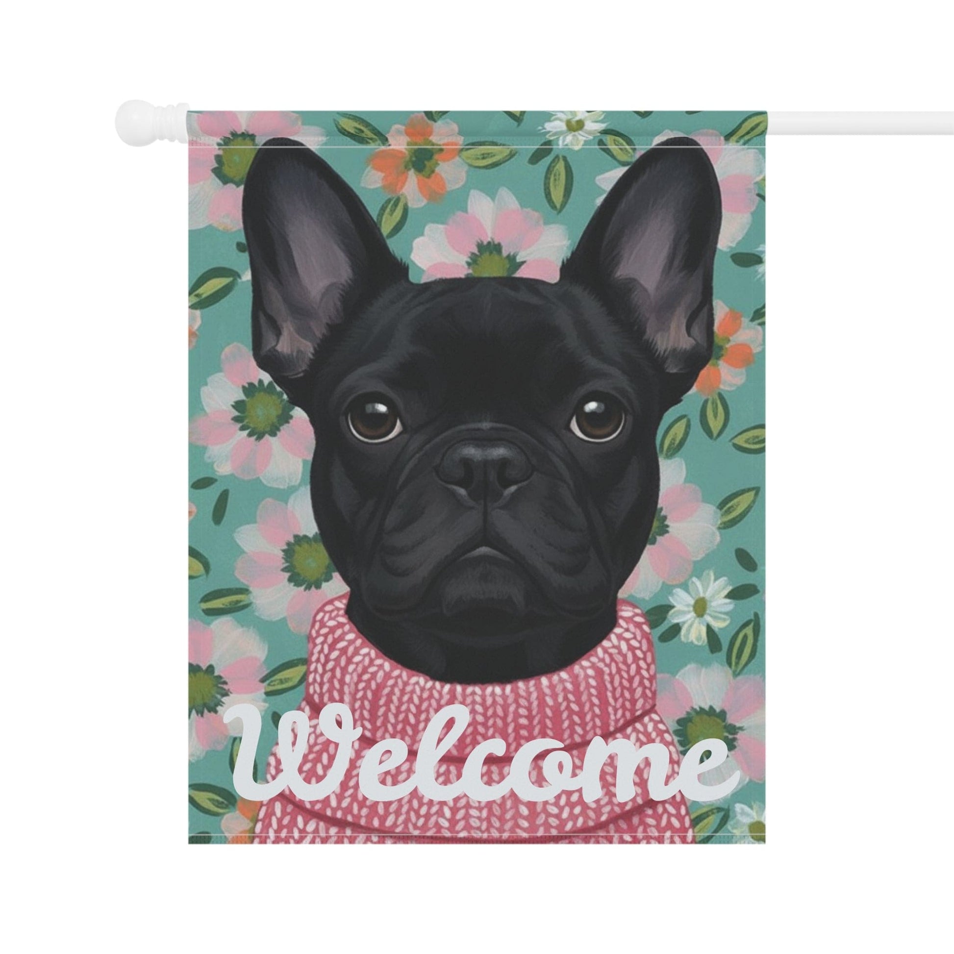 Black Frenchie Spring Flowers Garden Yard Flag