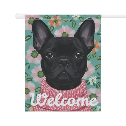 Black Frenchie Spring Flowers Garden Yard Flag