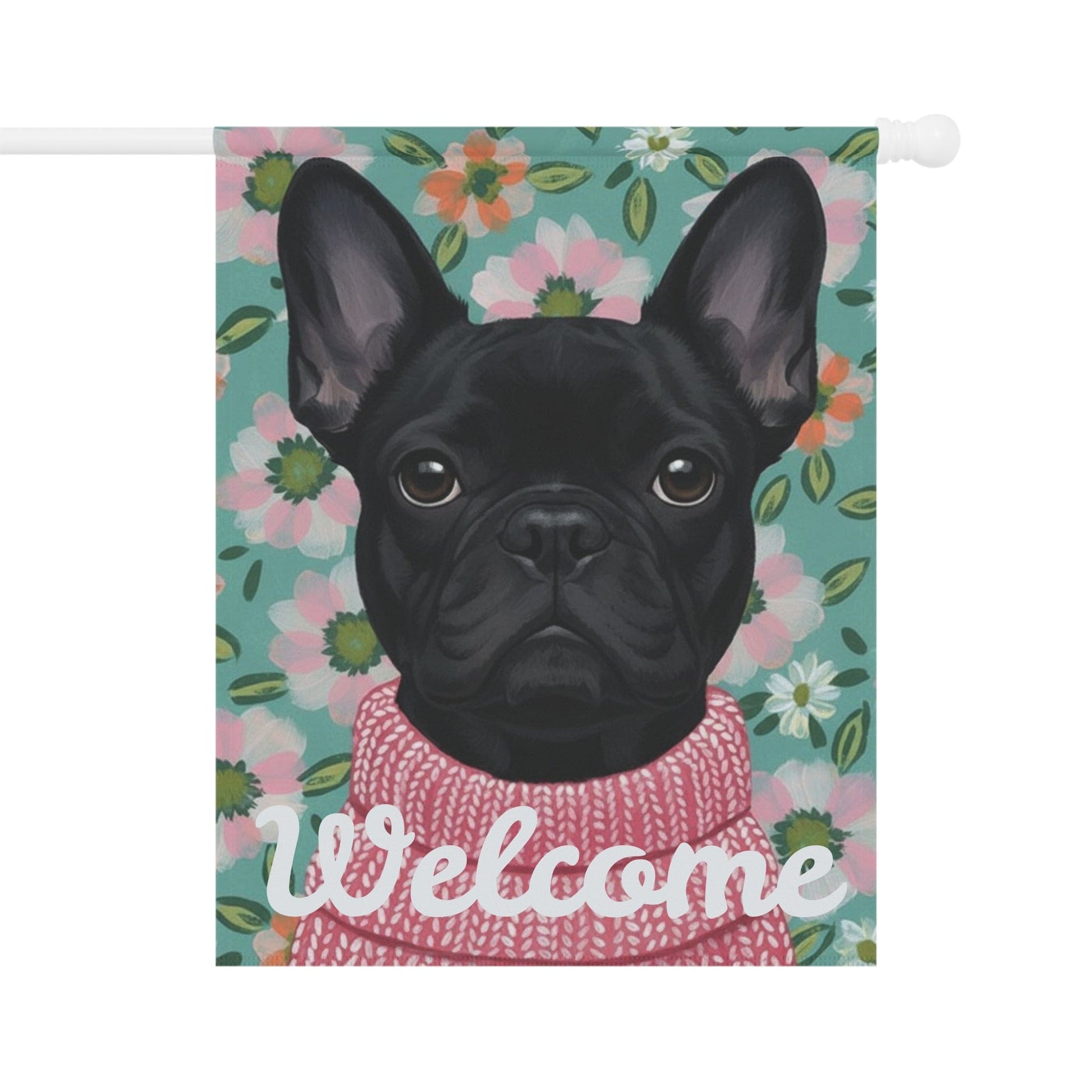 Black Frenchie Spring Flowers Garden Yard Flag