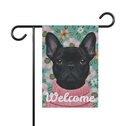 Black Frenchie Spring Flowers Garden Yard Flag