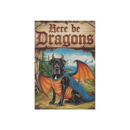 Printify Home Decor Black Great Dane Dog Dragon, Garden Flag, Pet Adventure, Yard Spring Decor, Housewarming Halloween
