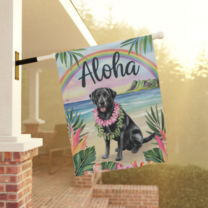 Printify Garden Flag Black Labrador Retriever Aloha Garden Flag