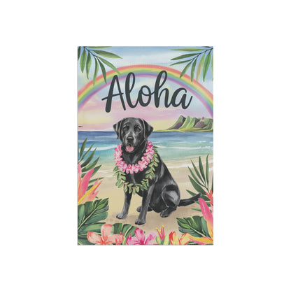 Printify Garden Flag Black Labrador Retriever Aloha Garden Flag