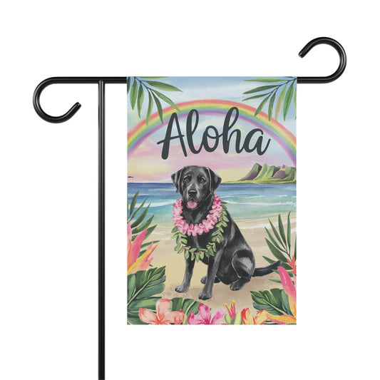 Printify Garden Flag Black Labrador Retriever Aloha Garden Flag
