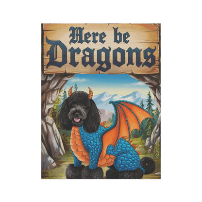 Printify Home Decor Black Poodle Dog Dragon Garden Flag, Fantasy Pet Yard Spring Decor, Housewarming Halloween