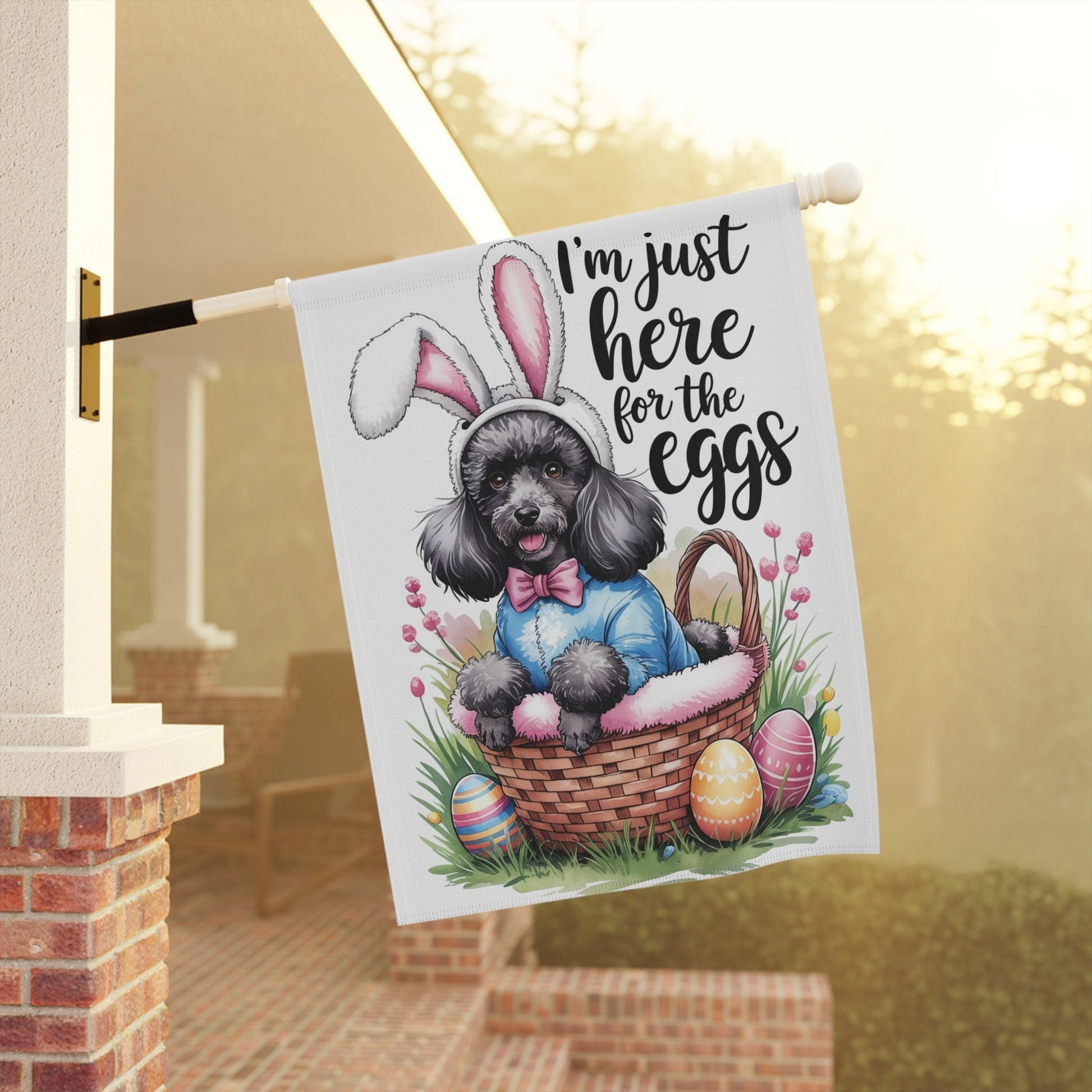 Printify Home Decor Black Poodle Easter Yard Flag Home Decorative Garden, Funny Dog Lovers Decor
