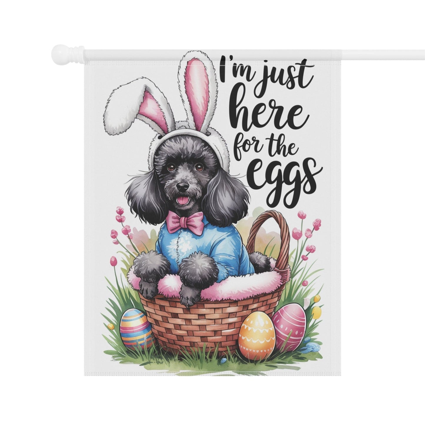 Printify Home Decor Black Poodle Easter Yard Flag Home Decorative Garden, Funny Dog Lovers Decor