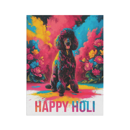 Printify Home Decor Black Poodle Holi Garden Flag, Indian Spring Festival, Dog Lovers Yard Outside Decor