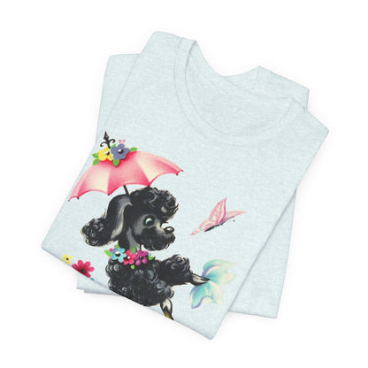 Printify T-Shirt Black Poodle Parasol Tshirt