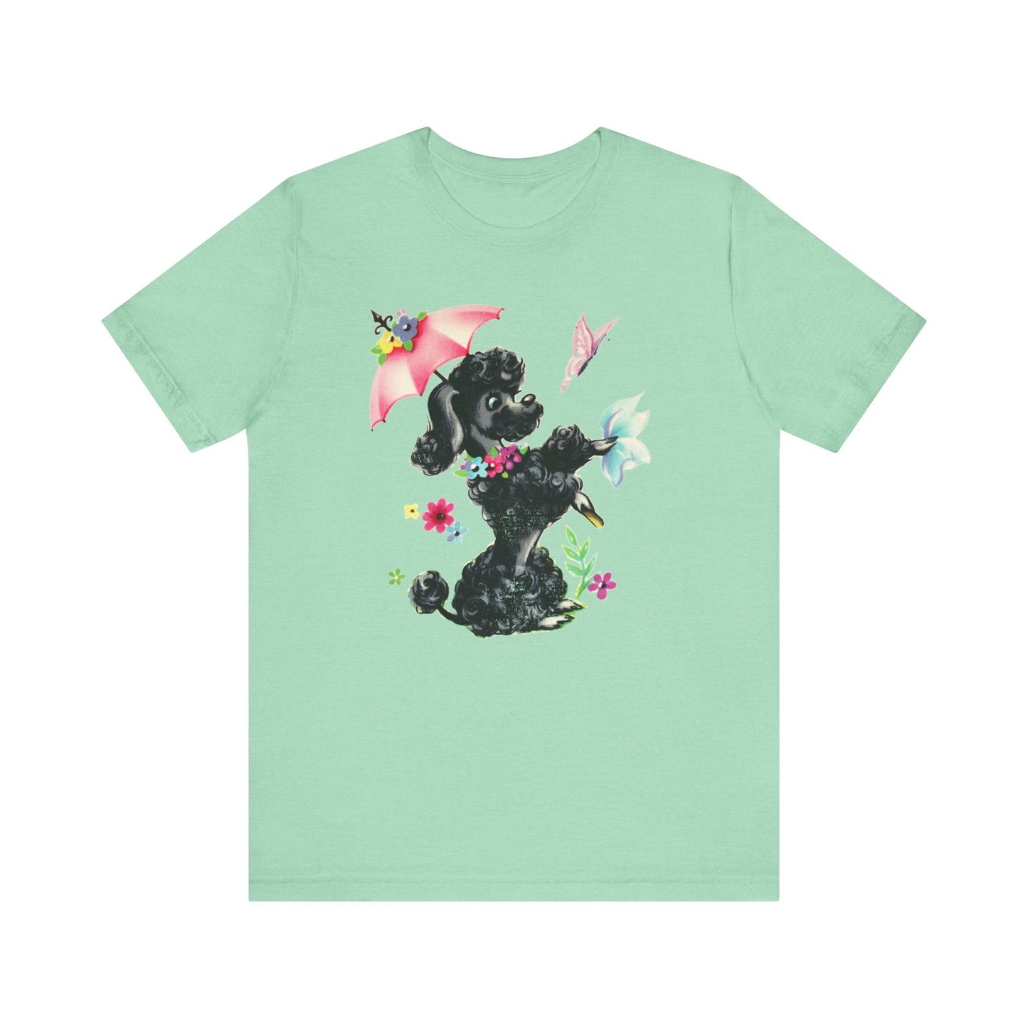 Printify T-Shirt Black Poodle Parasol Tshirt