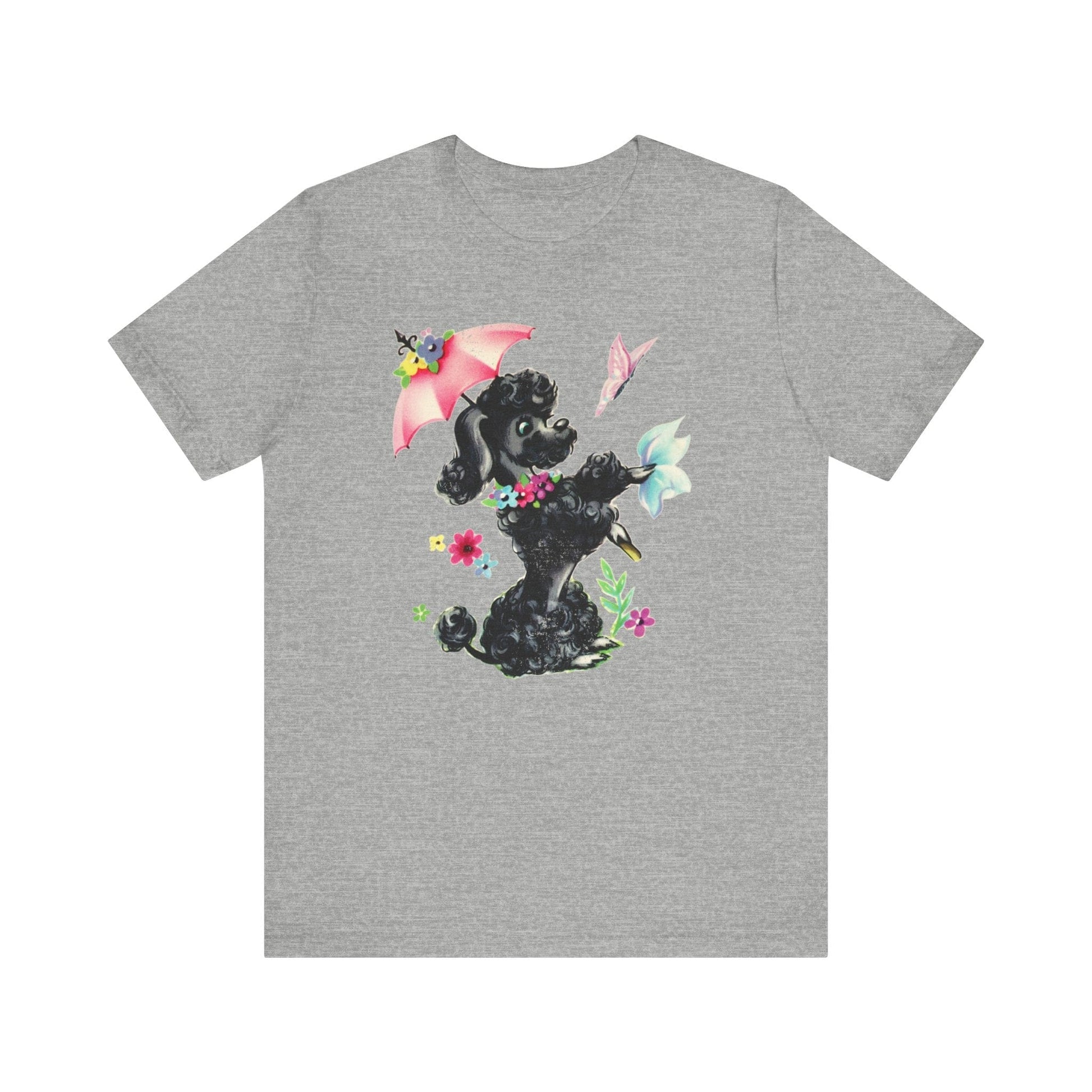 Printify T-Shirt Black Poodle Parasol Tshirt