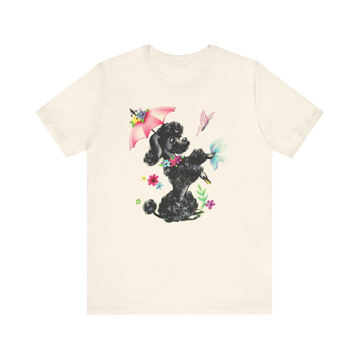 Printify T-Shirt Black Poodle Parasol Tshirt