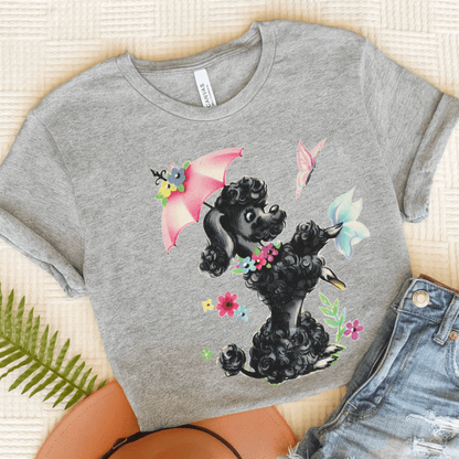 Printify T-Shirt Athletic Heather / S Black Poodle Parasol Tshirt