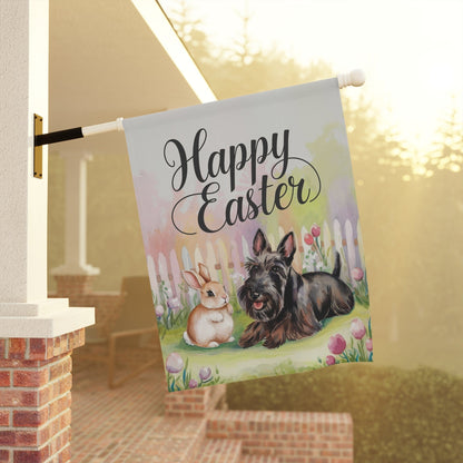 Printify Home Decor Black Scottish Terrier Easter Garden Flag, Spring Front Yard Decor, Housewarming gift