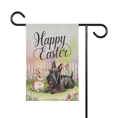 Printify Home Decor Black Scottish Terrier Easter Garden Flag, Spring Front Yard Decor, Housewarming gift